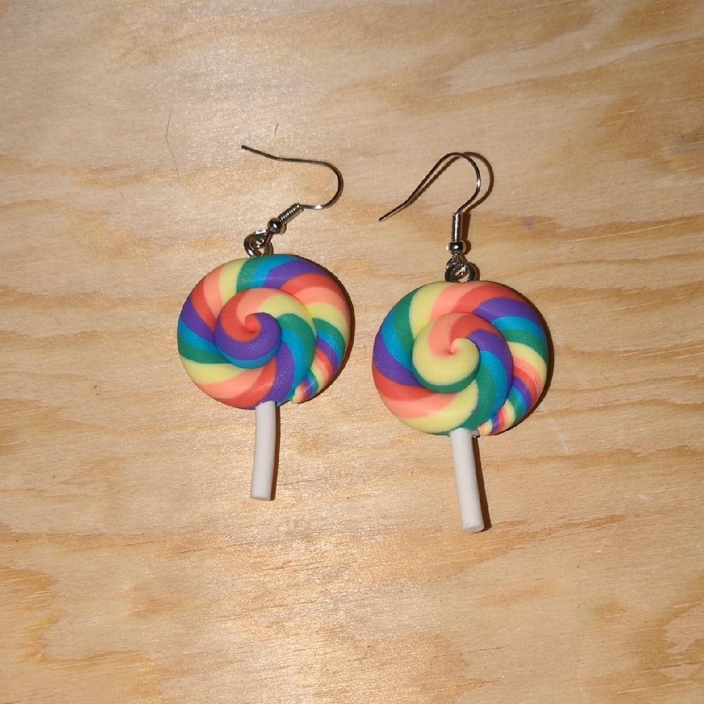Colorful Swirl Lollipop Earrings